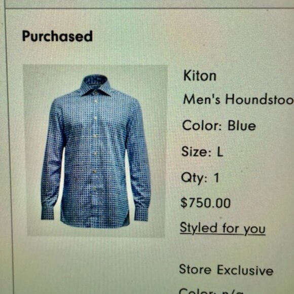 Kiton Luxury Blue Houndstooth Pattern Cotton Dress/Sport Shirt Sz Large, RT $800 - Picture 2 of 13